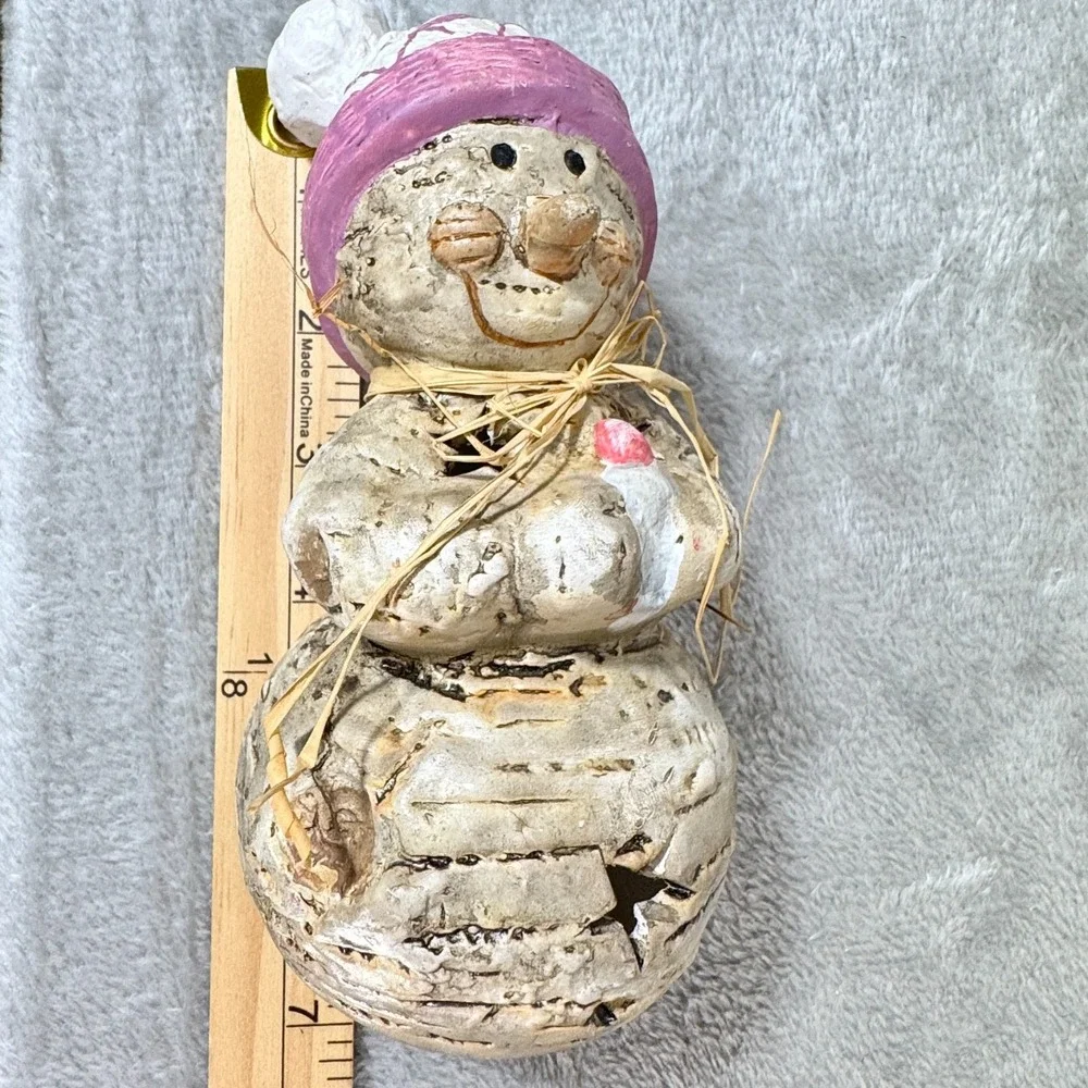 Snowman Vintage Rustic Cottagecore Candle Holder Figurine‎ 7